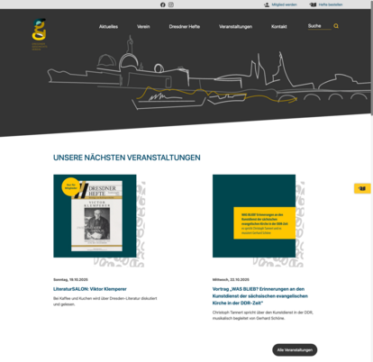 Screenshot Website Dresdner Geschichtsverein - Veranstaltungen